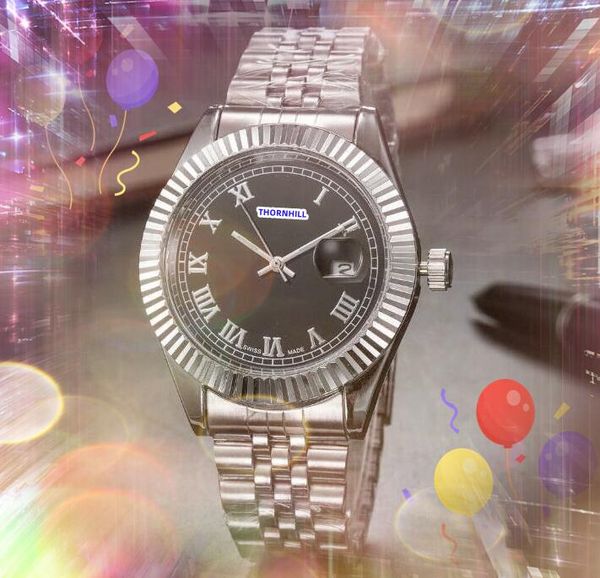 

brand quartz womens mens time clock watches auto date roman digital number dial clock three pins soft stainless steel band wristwatch montre, Slivery;brown