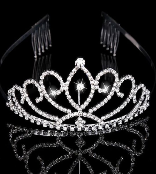 

girls crowns with rhinestones wedding jewelry bridal headpieces birthday party performance pageant crystal tiaras wedding accessor1228091, Silver