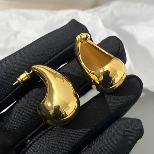 

luxury fashion stud earrings big waterdrop stainless steel for women minimalist simple waterproof jewelry lightweight, Golden;silver