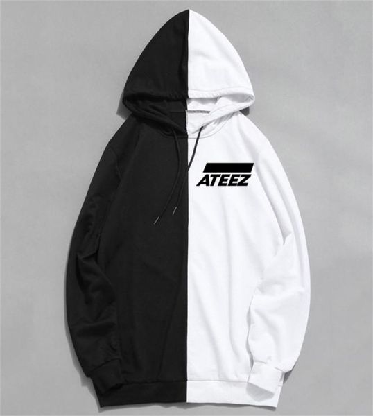 

kpop ateez design men women hoodies hoody sweatshirt brand spring autumn streetwear patchwork sudaderas clothing y204464713, Black