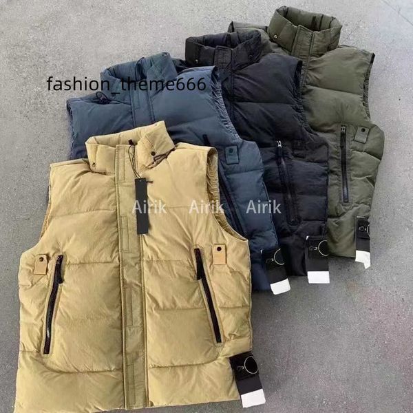 

designer stone down vest pocket jackets island jacket parkas long sleeve zipper badges men tshirt casual coat windbreaker embrodiery mens sh, Black