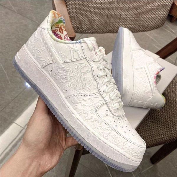 

2022 classic one running shoes men women leather silk fragment clot all white blue black red outdoor trainers sneakers size 5.5-12 m02