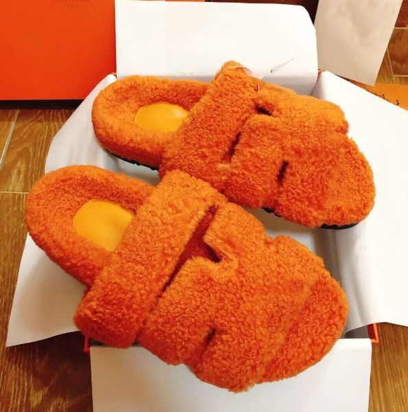 

luxury chypre sandals shoes women men shearling slip on slippers rubber sole indoor slide flats cut-out flip flops casual walking eu35-46 bo, Black