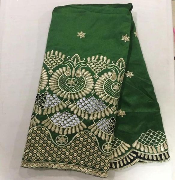 

5 yardspc new fashion green cotton fabric with gold sequins design african george lace fabric for clothes og342482083, Black;white