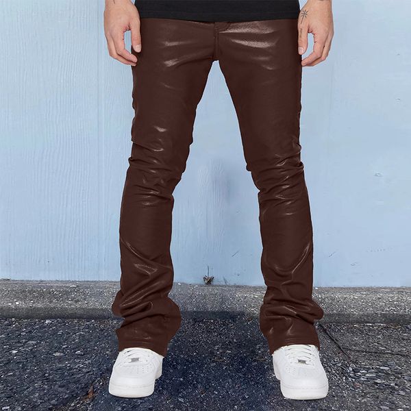 

mens jeans european and american leather pants foreign trade trend printing medium waist loose relaxed large hip hop 230809, Blue