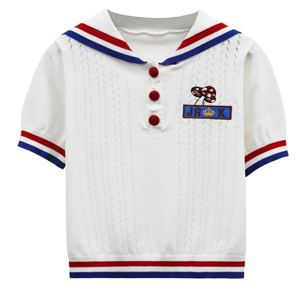 

601 l 2022 runway summer brand same style sweater white lapel neck short sleeve t shirt women039s sweaters binfen1213473, White;black