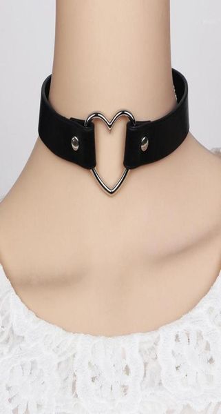 

women lady punk goth harajuku grunge pu leather rivet heart collar choker funky torques necklace jewelry jan8818329033, Golden;silver