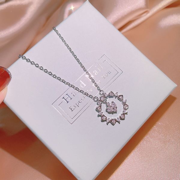 

classical heart pendant simple fashion jewelry 925 sterling silver white 5a cubic zircon cz diamond party eternity women wedding clavicel ne