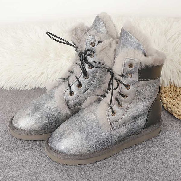 

boots genuine sheepskin wool woman snow boots lady warm winter boots brand genuine sheepskin boots winter boots for women, Black