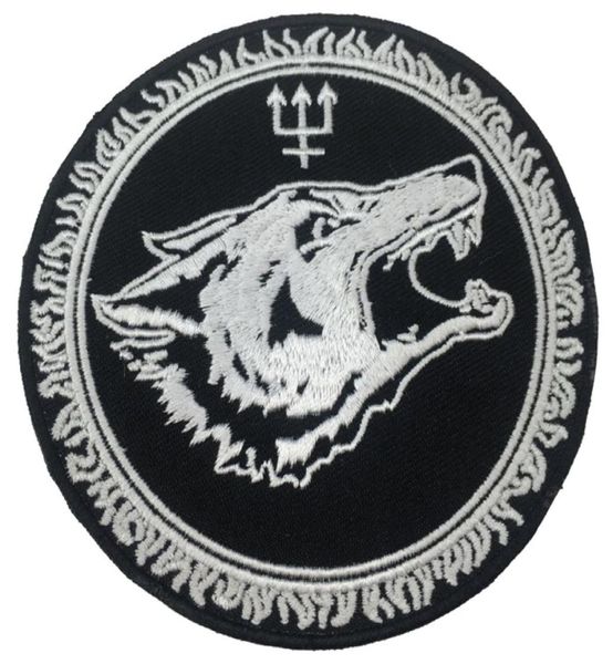 

customized long wolf embroidered iron on patch vest leather jacket badge embroidery 4quot motorcycle biker club crest diy appliq8886726, Black