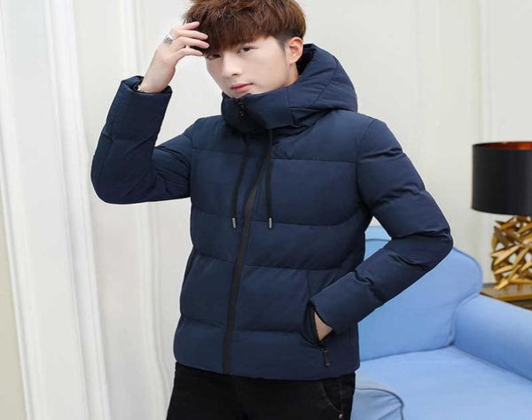 

men039s padded hooded parka padded thick warm jacket men coat 2020 new winter jacket male students parkas down cotton jackets x5114990, Black