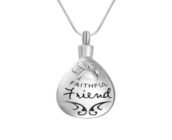 

cremation urn necklace faithful dogcat pet paw in heart memorial keepsake pendant funnel jewelry for ash45014584740657, Silver