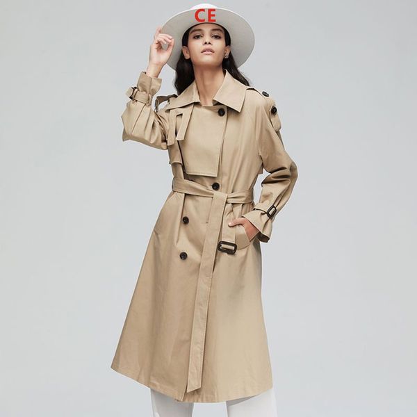

women trench coat designer luxury windbreaker body jacket loose belt coat female casual long trenchs coats, Tan;black