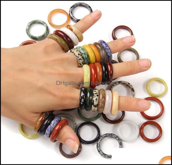 

width 46mm natural crystal stone ring aventurine sodalite red agates round thin set for women men jewelry party gifts diameter ab3322422, Silver