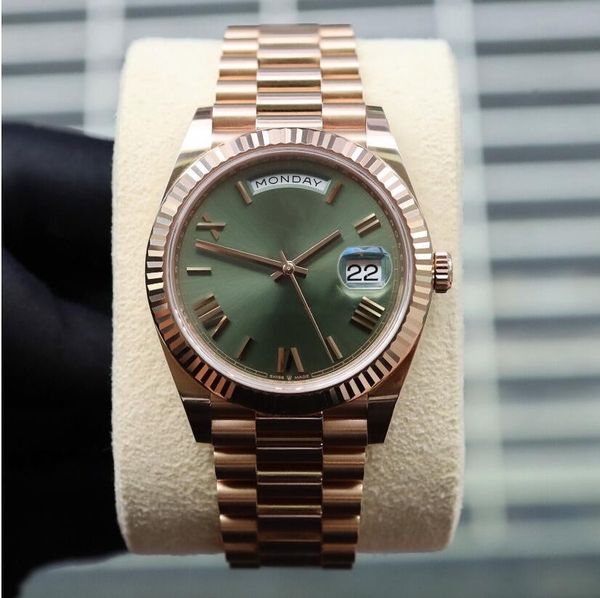 

2023 qc mens watches green roman dial rose gold 41mm 228235 stainless steel wristwatches, Slivery;brown