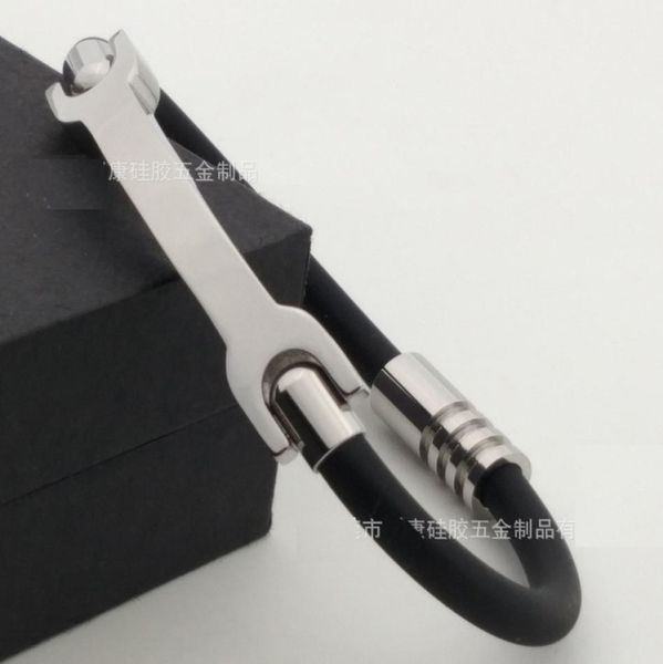 

korea prevent the electrostatic energy wristband titanium germanium magnetic buckle balance bracelet power silicone bangle7332804, Golden;silver