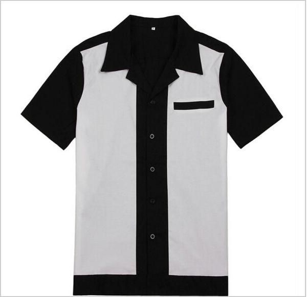 

mens rockabilly bowling shirts black and white 50s 60s style new design cotton 911295, White;black