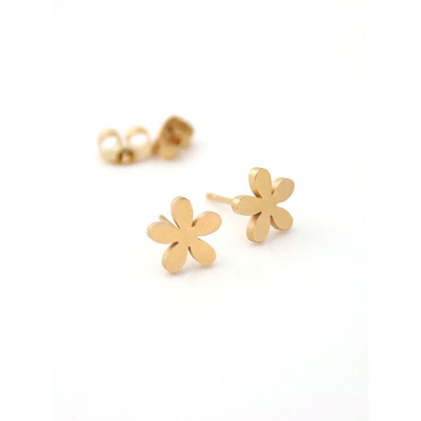 

everfast 10pairs/lot cute five petals stainless steel earrings studs minimalistic sunflower fragrans fashion ear jewelry for women girls t11, Golden;silver
