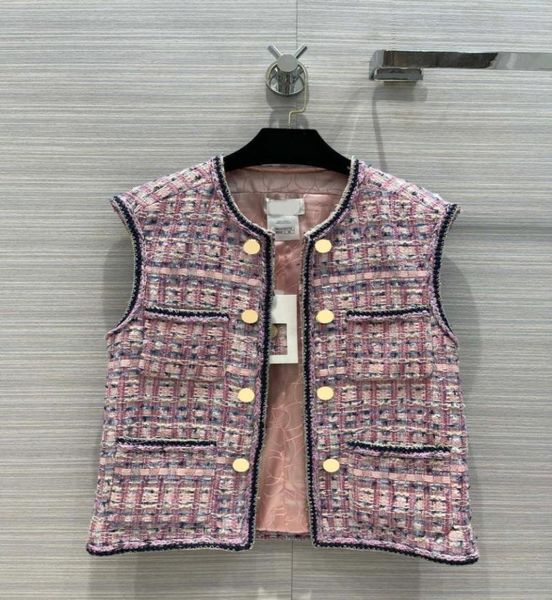 

women039s jackets high street sleeveless coats for women autumn 2021 contrast hand knitting tweed multi pocket jack3941240, Black;brown
