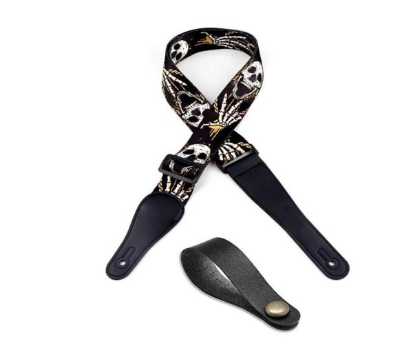 

guitar strap skull polyester woven 1 leather guitar head stock strap tie8304900