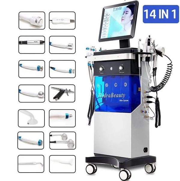 

factory sale 14 in1 oxygen hydrafacial machine face care devices diamond peeling and hydrofacials water jet aqua facial hydra dermabrasion m