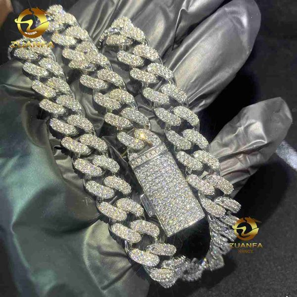 

icy 10mm cuban link box clasp luxury man hip hop jewelry necklace 925 sterling silver moissanite cuban necklace