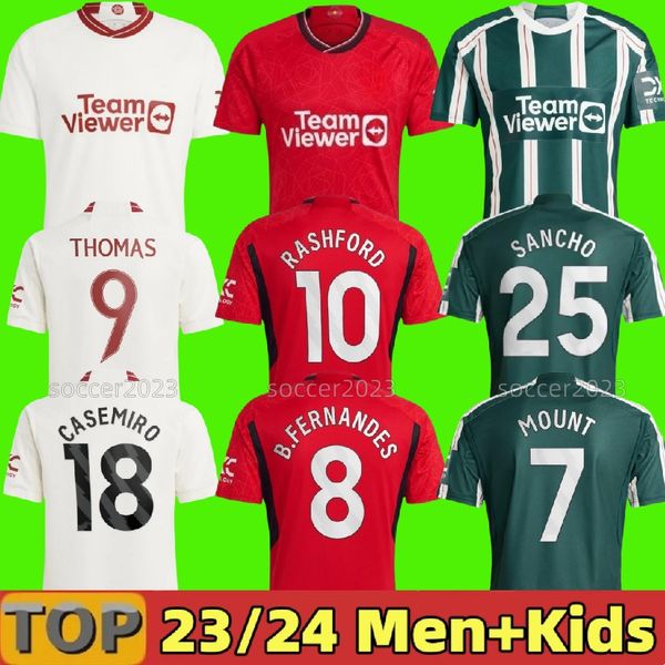 

sancho 23 24soccer jerseys antony martinez rashford casemiro eriksen 2023 2024 football shirt fans players mans utds martial b. fernandes ma, Black;yellow