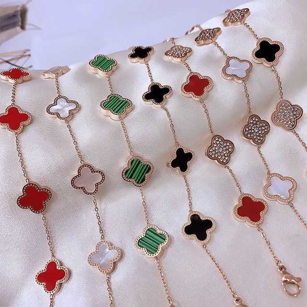 

clover bracelet bangle jewelry titanium steel bracelet four leaf grass colorless korean edition female student 18k rose gold four leaf grass, Black