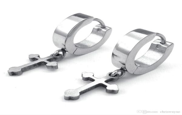 

new jewelry mens womens stainless steel huggie hinged hoop earrings silver black gife21541433955366, Golden;silver