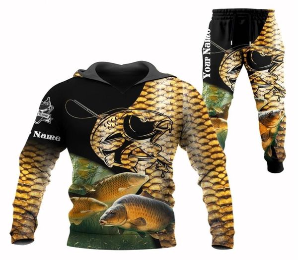 

carp fishing custom name 3d printed men sets hoodie pants autumn sportswear casual street tracksuits male clothes tz 06 2206144950, Gray