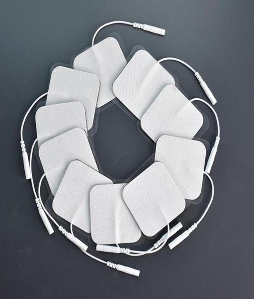 

58off 5x5cm nerve stimulator silicone gel electrode pads tens electrodes digital therapy machine massage 2mm plug2565833962