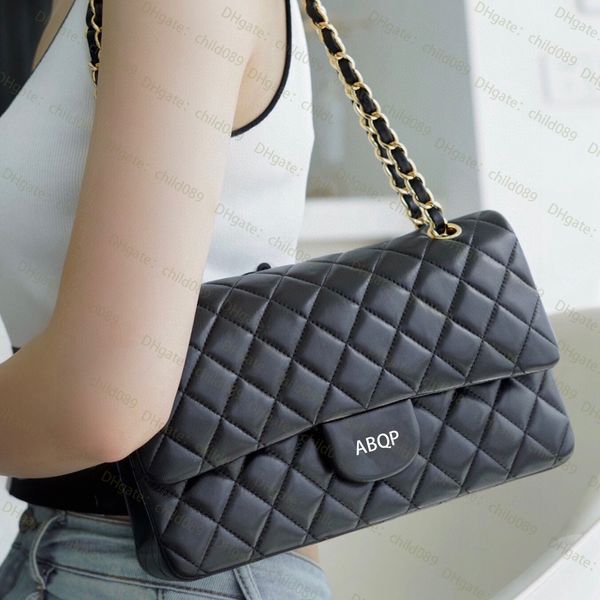 

Women Fashion Chains Designer Bag Solid Color Diamond Checked Shoulder Bags PU Letter Crossbody Bag Interior Compartment Daily Capacity Underarm Bags, Caviar black