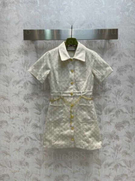 

women's polo short sleeve jacquard dress age reducing beautiful dress 808, White