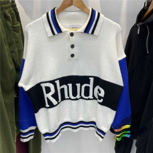 

2023fw rhude sweater men women patchwork knitting rhude sweatshirts, White;black