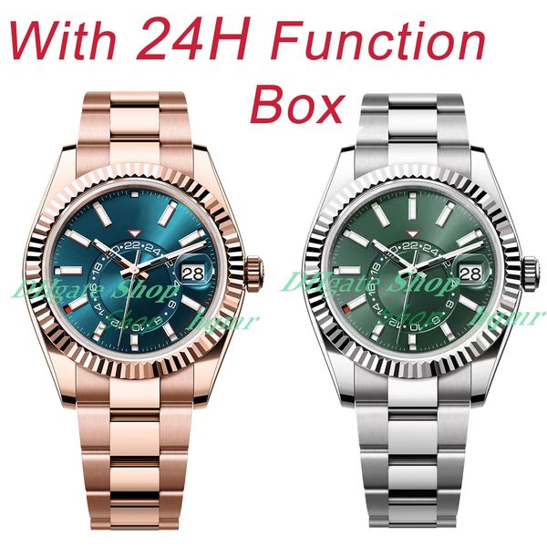 

new mens luxury sky gmt dweller watch automatic movement mechanical watch 42mm stainless steel strap rotating small dial waterproof sapphire, Slivery;golden