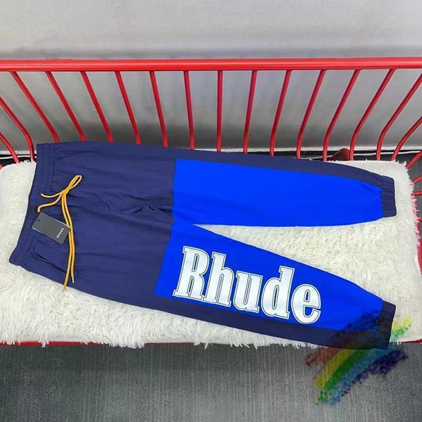 

rhude sweatpants pants men women version streetwear patchwork drawstring trousers, Black