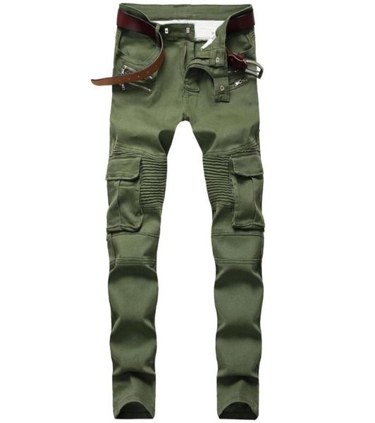 

mens jeans skinny designer amry green slim fit moto biker jeans men denim pants hip hop steetwear 16114412722, Blue