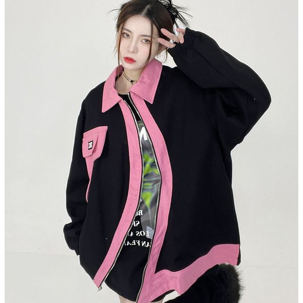 

womens jackets deeptown harajuku bomber jacket women y2k streetwear hip hop oversized korean fashion casual baseball vintage aesthetic 23080, Black;brown
