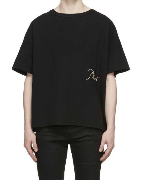 

rhude t-shirt simple letter print loose retro 1 1 men's and women's short sleeve t-shirt s-xl, White;black