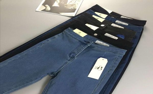 

plush super stretch high waisted jeans slim little foot pencil women039s pants8209170, Blue