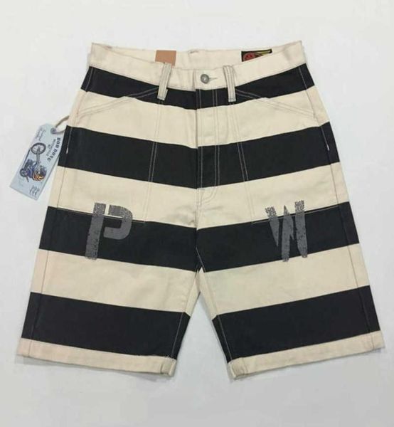 

bob prisoner dong of war print shorts 16oz canvas black white stripes men pants6357331, White;black