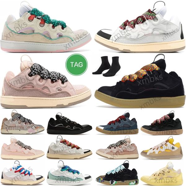

leather curb extraordinary designer mesh casual shoes men women laceup sneaker embossed sneakers calfskin rubber nappa platformsole, Black