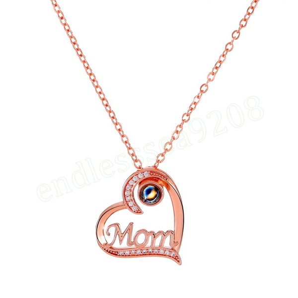 

i love you always and forever crystal heart pendant necklace birthstone necklaces for mother daughter wife girlfriend gift, Silver