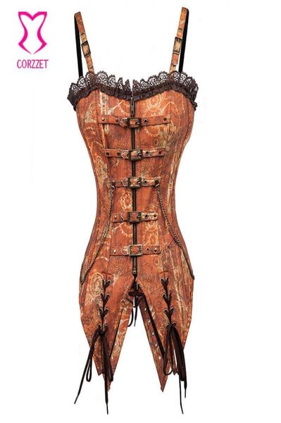 

brown vintage corset steel bone steampunk corsets bustiers espartilhos e corpetes gothic clothing women burlesque outfits4228859, Black;white