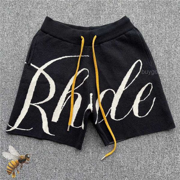 

new rhude shorts men women yellow drawstring summer beach rhude shorts, White;black