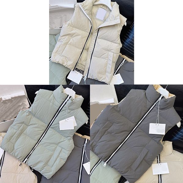 

womens down parkas vertical collar zipper down vest puffer jacket woman jackets sleeveless coat designer spring autumn outwears coats windbr, Black;white