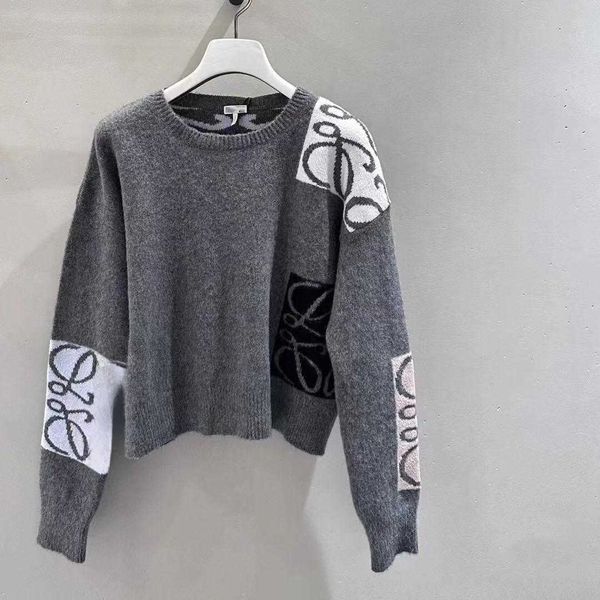 

23ss new knitted sweater designer sweater autumn letter jacquard pullover age-reducing round neck long-sleeved knit shirt slim coat womens c, White;black