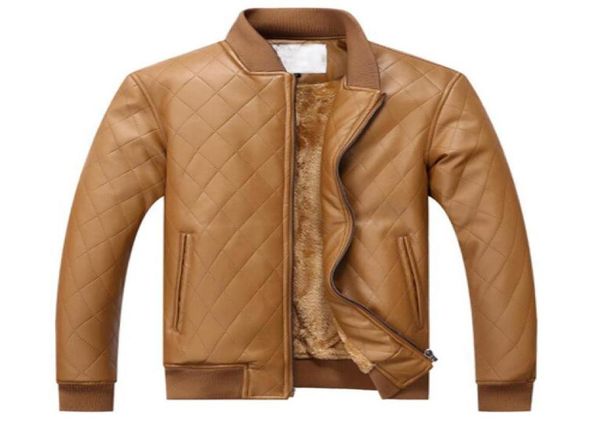 

pu motorcycle leather jacket winter men slim outwear bomber jackets7884365, Black