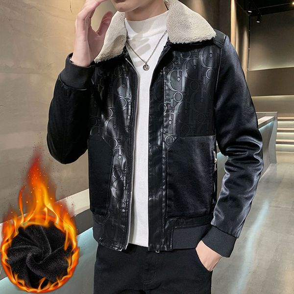 

men's jackets men pu leather jacket thick fleece winter coat male slim windproof brand lapel motorcycle warm 230809, Black;brown