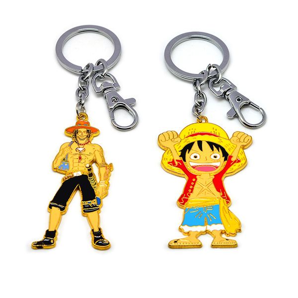 

anime girl boy one piece characters drip oil metal ball bell keychain key ring accesssory, Blue